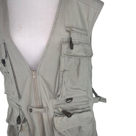 Eddie Bauer Men's Size XL Fishing Vest Tactical Utility Vest Multi Pockets Tan - Picture 2 of 9